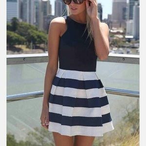 Xenia Navy and White Stripe Dress